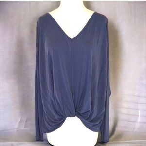 Chrysanthemum V Neck Front Knot Soft Blue Tunic Size M